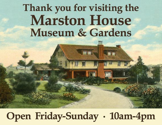 Graphics showing the Marston House and its hours of operation