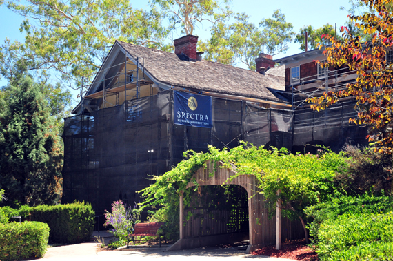 Marston House wrapped in restoration cloth