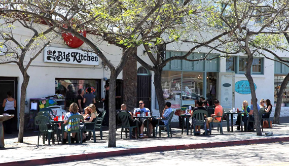 Customers enjoying outdoor dining at the Big Kitchen Cafe in Golden Hill